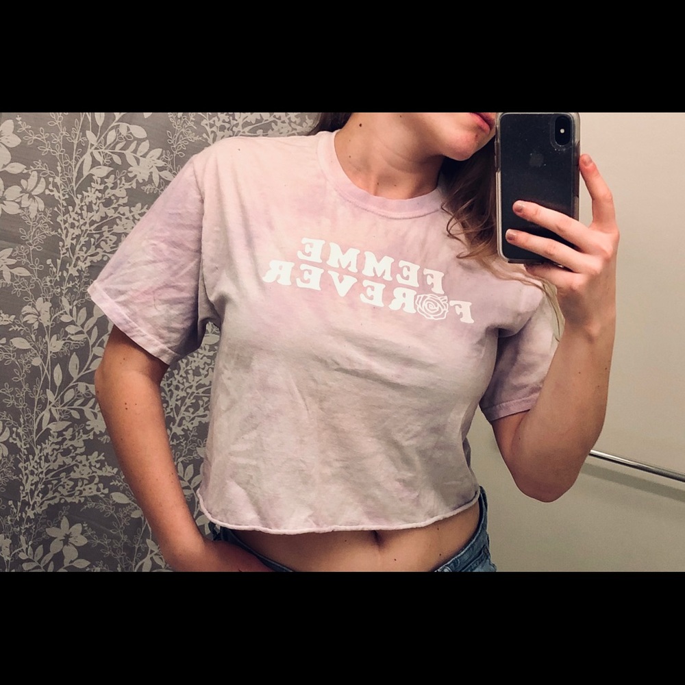 5/$25 LA Hearts purple Femme Forever tie dye crop